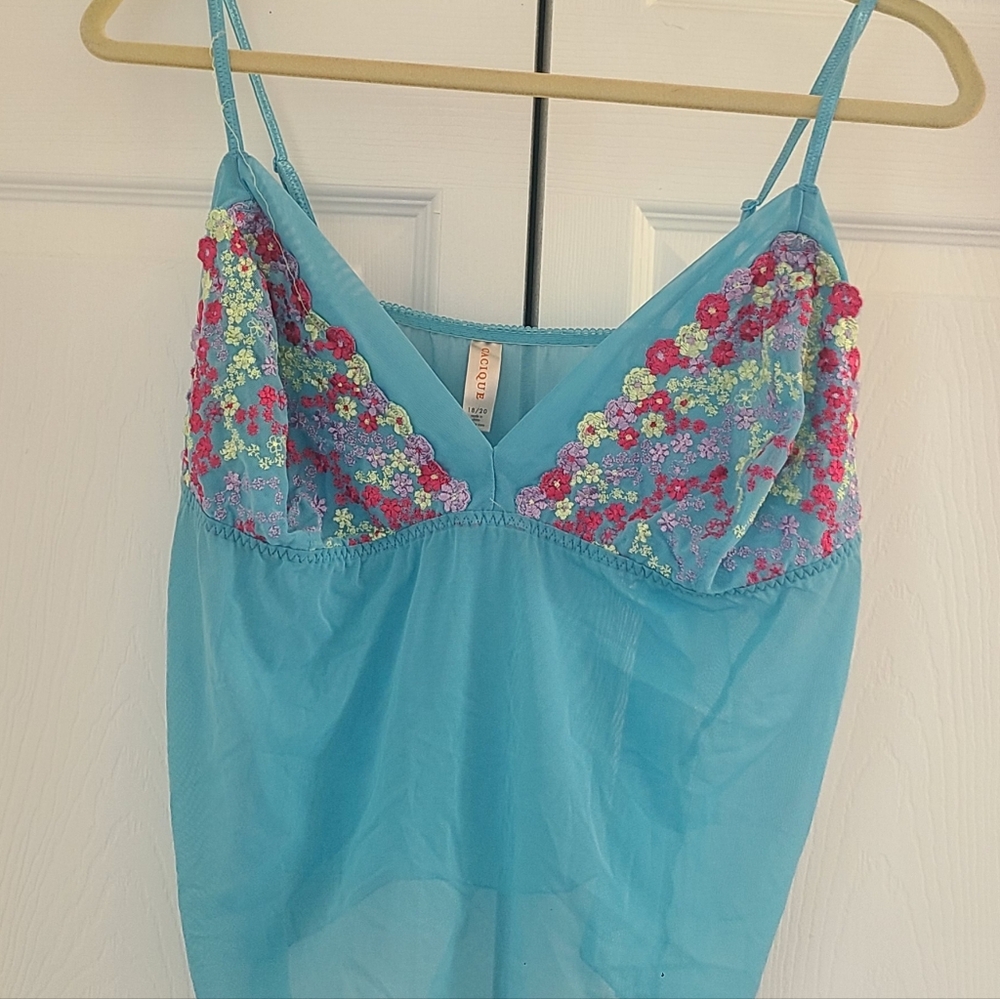 Vintage Plus Cacique Lingerie Camisole Womens Teal Turquoise